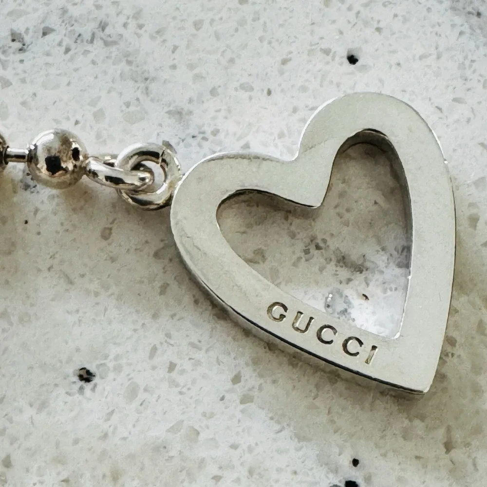Gucci Sterling Silver Heart Ball Chain Toggle Bracelet Genuine Signed - Picture 4 of 16